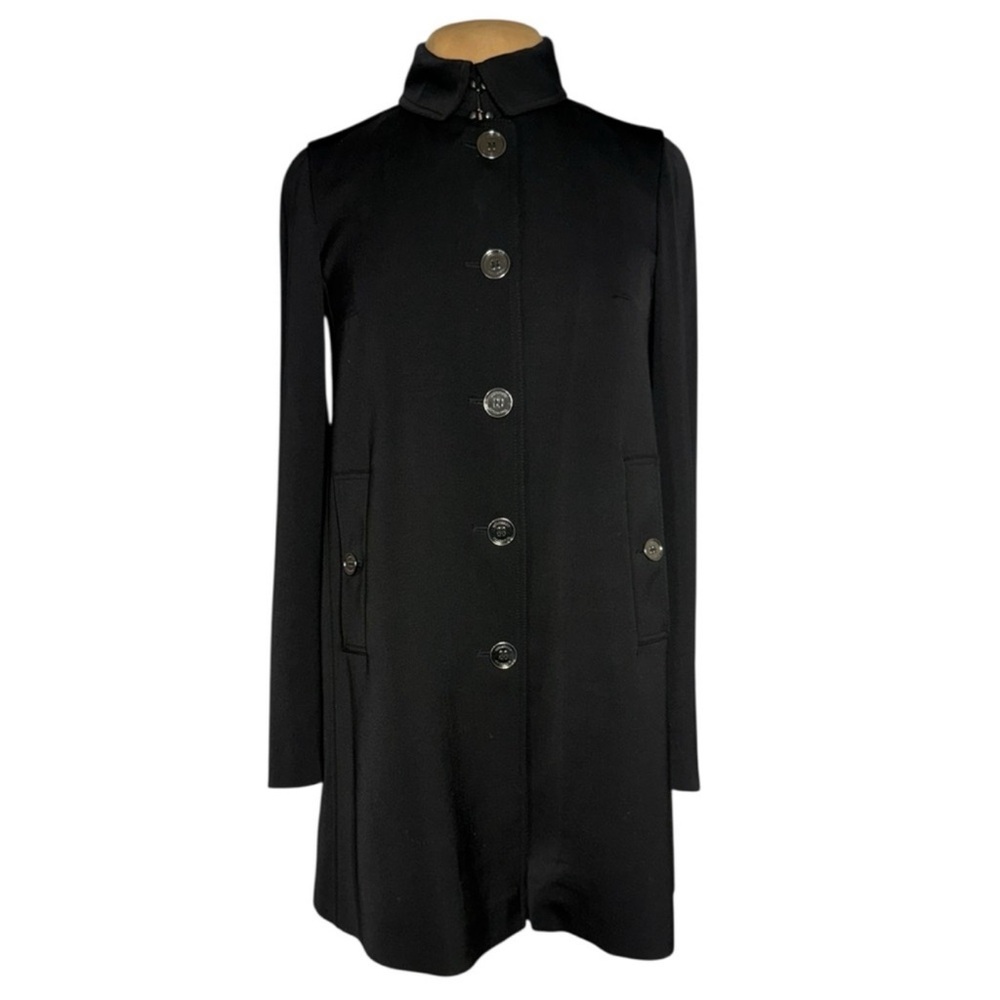 Burberry London Black Short Camden Heritage Car Coat Nova Check Lining Size 6 - Picture 4 of 14
